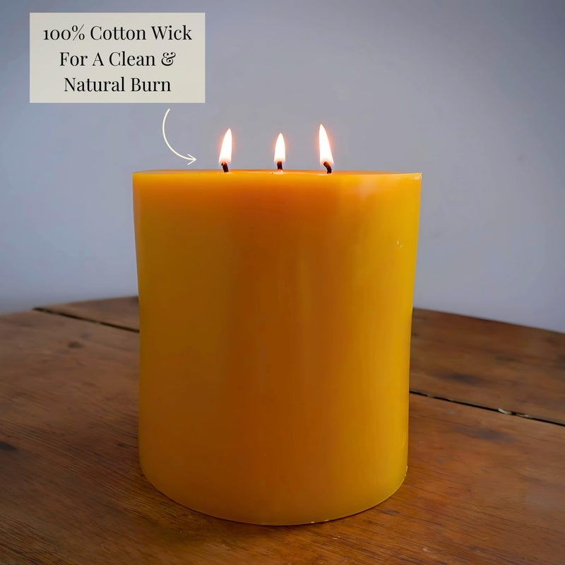 Candlestock 100% USA Beeswax Pillar Candle â€“ Handmade in Woodstock, NY â€“ Natural with 100% Cotton Wick â€“ Long-Burning & Dripless 6x6 (1 Candle) - Image 3